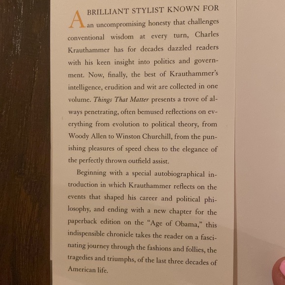 Things that Matter 3 Decades of Passion Pastimes & Politics -Charles Krauthammer - Picture 5 of 6